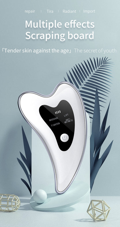 Electric Gua Sha Facial Massager with Heat, Vibration & LED Light Therapy - 4-in-1 Scraping Tool for Face Lifting, Skin Tightening & Anti-Wrinkle(White) - Image 3
