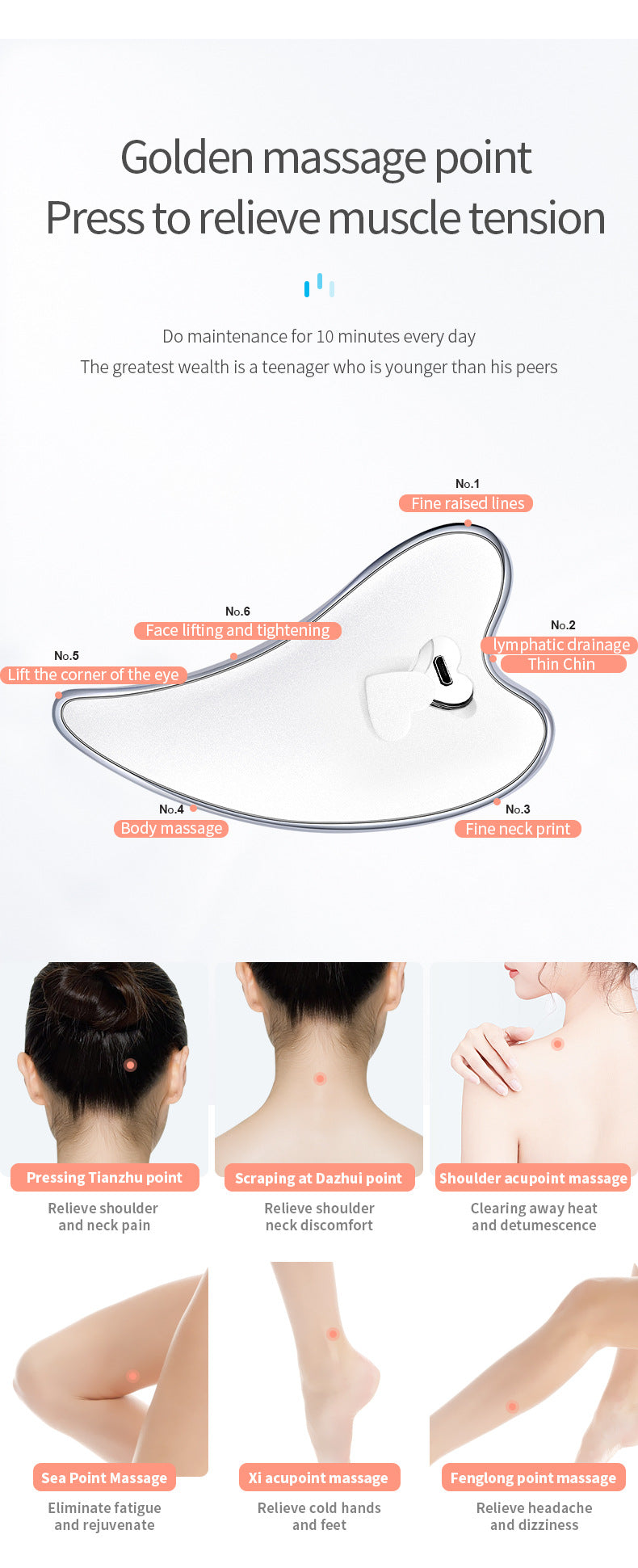Electric Gua Sha Facial Massager with Heat, Vibration & LED Light Therapy - 4-in-1 Scraping Tool for Face Lifting, Skin Tightening & Anti-Wrinkle(White) - Image 5