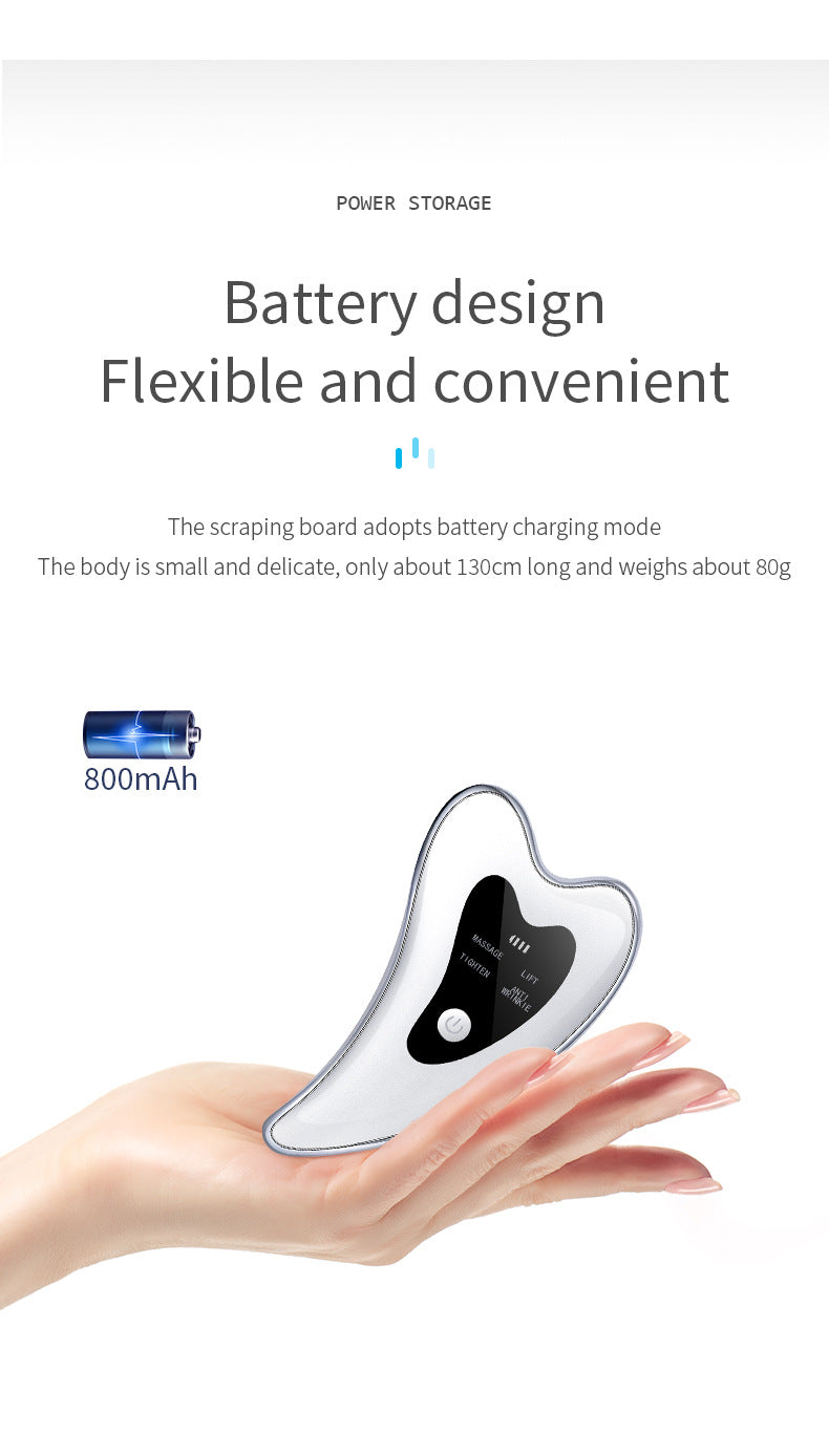Electric Gua Sha Facial Massager with Heat, Vibration & LED Light Therapy - 4-in-1 Scraping Tool for Face Lifting, Skin Tightening & Anti-Wrinkle(White) - Image 7