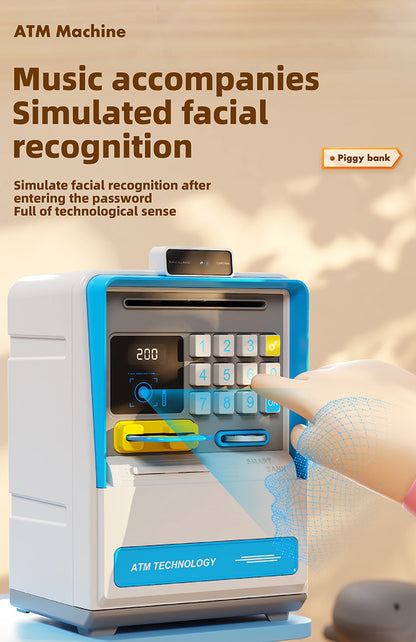 Kids Electronic ATM Piggy Bank with Simulated Facial Recognition & Password - Auto Roll-in Banknote & Coin Money Box for Financial Learning(pink) - Image 6