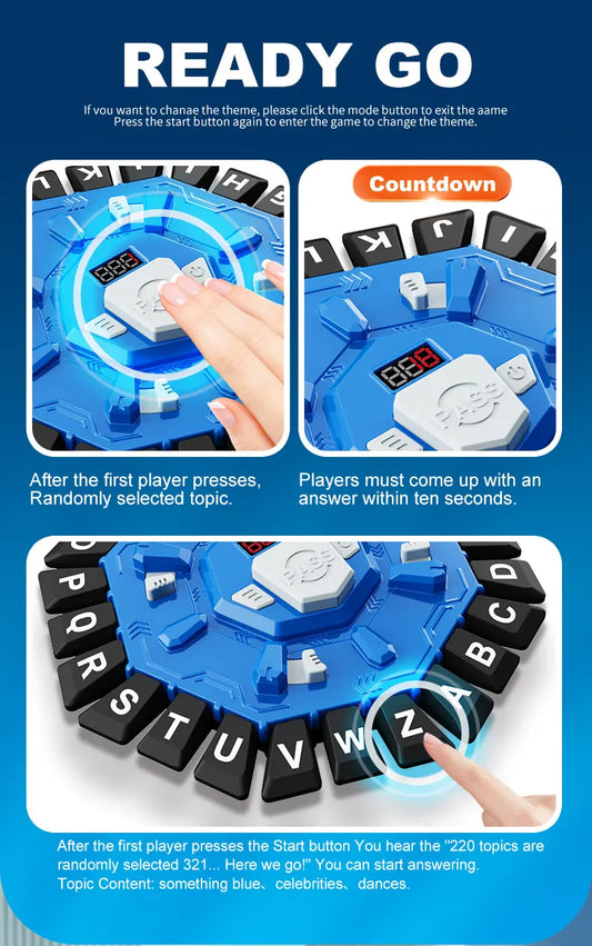 2pc Electronic Alphabet Categories Game - Fast-Paced Word Challenge for Family Fun(blue) - Image 6