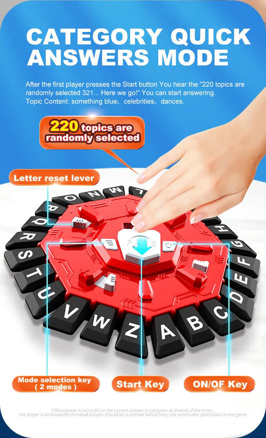 2pc Electronic Alphabet Categories Game - Fast-Paced Word Challenge for Family Fun(red) - Image 5