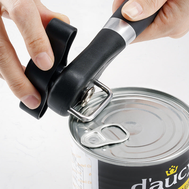 2pc Multifunctional Safe-Cut Can Opener - Smooth Edge, Ergonomic Handle(black) - Image 2