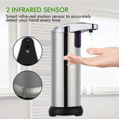 Touchless Automatic Soap Dispenser - Stainless Steel, Adjustable Volume, Infrared Sensor for Kitchen & Bathroom(Silver) - Image 7