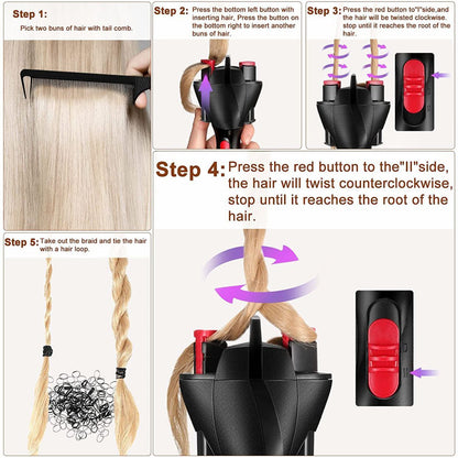 Automatic Hair Braiding Tool - Bi-Directional Rotation, Quick Twist Styling for Braids & Handmade Bracelets(black) - Image 4