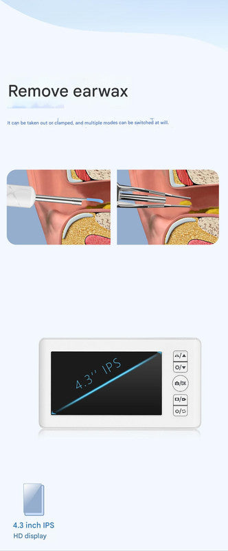All-in-One Wireless Visual Ear Cleaner Kit with 4.3" IPS Display Screen(white) - Image 4