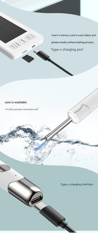 All-in-One Wireless Visual Ear Cleaner Kit with 4.3" IPS Display Screen(white) - Image 8