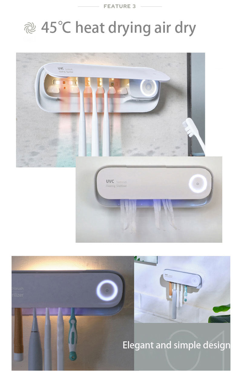 Smart UVC Toothbrush Sterilizer & Holder with Heat Drying, Radar Sensor Night Light(white) - Image 8
