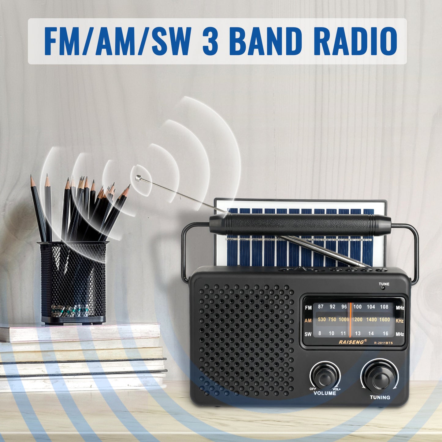 Portable Solar Powered 3-Band AM/FM/SW Radio with Bluetooth Speaker & Multiple Charging Options(black) - Image 4