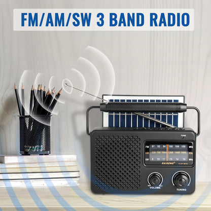 Portable Solar Powered 3-Band AM/FM/SW Radio with Bluetooth Speaker & Multiple Charging Options(black) - Image 4