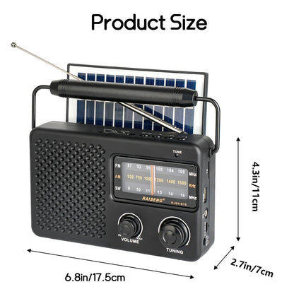 Portable Solar Powered 3-Band AM/FM/SW Radio with Bluetooth Speaker & Multiple Charging Options(black) - Image 6