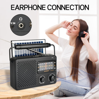 Portable Solar Powered 3-Band AM/FM/SW Radio with Bluetooth Speaker & Multiple Charging Options(black) - Image 9