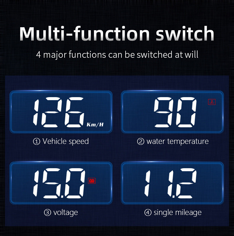 Compact OBD2 Car Head-Up Display (HUD) - Digital Speedometer with 5 Alarm Functions & Adaptive Brightness(black) - Image 5