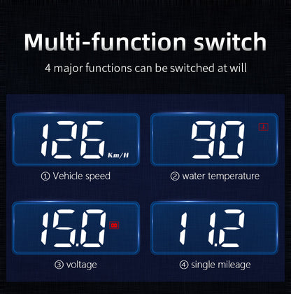 Compact OBD2 Car Head-Up Display (HUD) - Digital Speedometer with 5 Alarm Functions & Adaptive Brightness(black) - Image 5