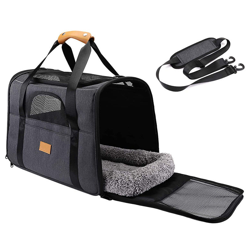 Foldable Soft-Sided Pet Carrier for Travel - Fits Cats & Small Dogs Under 6kg, with Removable Plush Bed & Shoulder Strap(pink) - Image 2