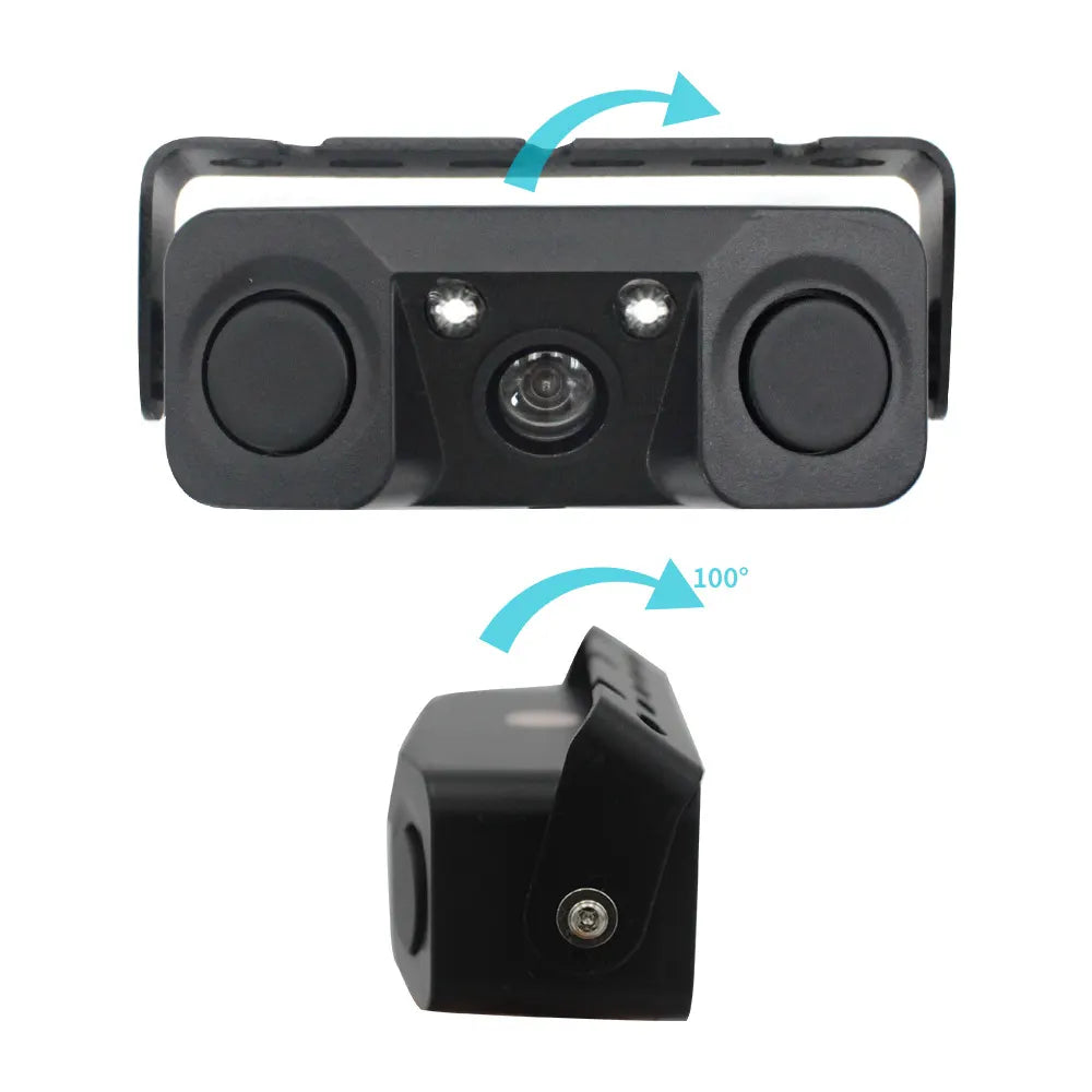 3-in-1 Car Reversing Camera & Parking Sensor System with Monitor - License Plate Frame Mount, Waterproof & Night Vision(black) - Image 4