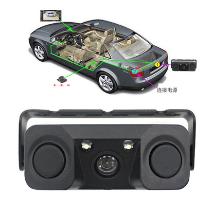 3-in-1 Car Reversing Camera & Parking Sensor System with Monitor - License Plate Frame Mount, Waterproof & Night Vision(black) - Image 5