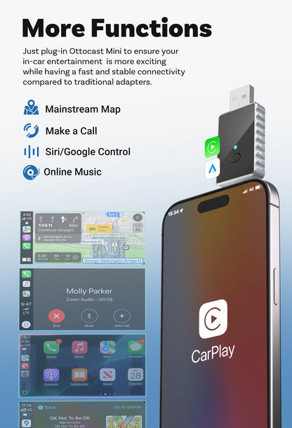 Mini 2-in-1 Wireless CarPlay & Android Auto Adapter - 5GHz WiFi 6, Bluetooth 5.4, Plug & Play Dongle(black) - Image 9