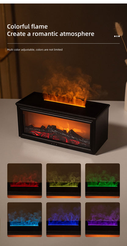 Fireplace Flame Effect Aroma Diffuser & Humidifier with 7-Colour Light, Timer & Remote Control(black) - Image 3