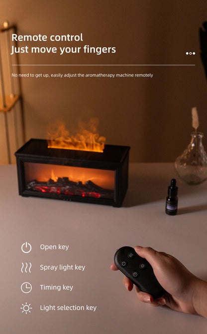 Fireplace Flame Effect Aroma Diffuser & Humidifier with 7-Colour Light, Timer & Remote Control(White) - Image 5