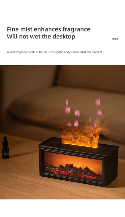 Fireplace Flame Effect Aroma Diffuser & Humidifier with 7-Colour Light, Timer & Remote Control(White) - Image 6