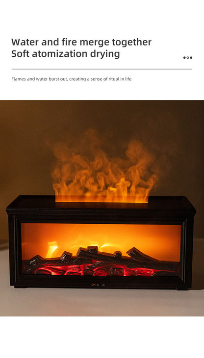 Fireplace Flame Effect Aroma Diffuser & Humidifier with 7-Colour Light, Timer & Remote Control(Light Wood Grain) - Image 2