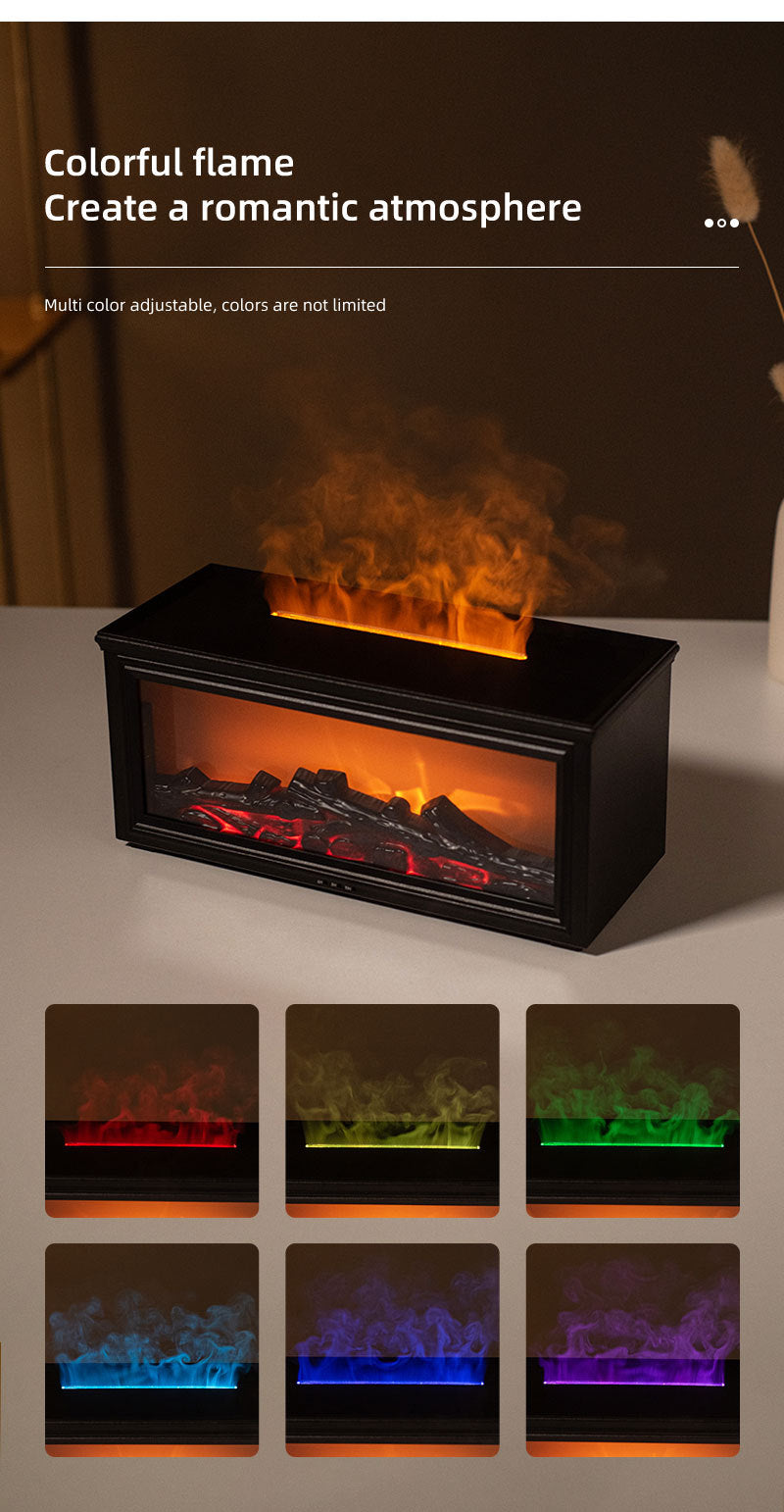 Fireplace Flame Effect Aroma Diffuser & Humidifier with 7-Colour Light, Timer & Remote Control(Light Wood Grain) - Image 3