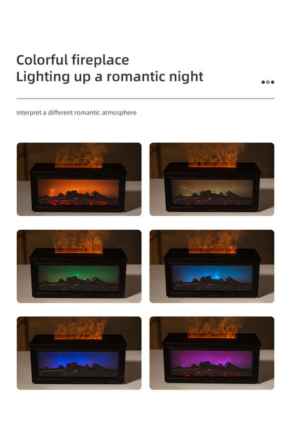 Fireplace Flame Effect Aroma Diffuser & Humidifier with 7-Colour Light, Timer & Remote Control(Light Wood Grain) - Image 4
