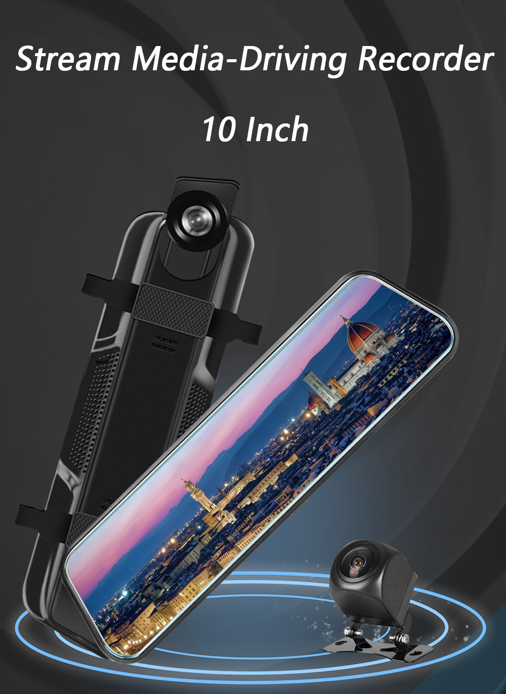 10-Inch Dual Lens Dash Cam Mirror - 1080P FHD Touch Screen Car DVR with Rear Camera, Night Vision & G-Sensor(black) - Image 5