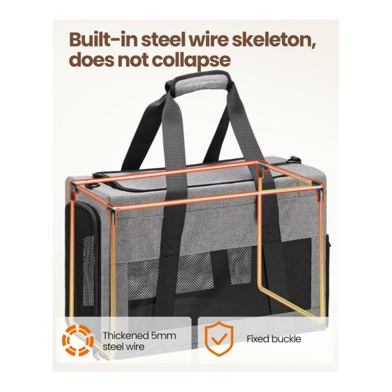 Sturdy & Breathable Pet Carrier for Small Cats & Dogs - Collapsible Travel Bag with Steel Frame, Safety Locks & Sunshade(black) - Image 3