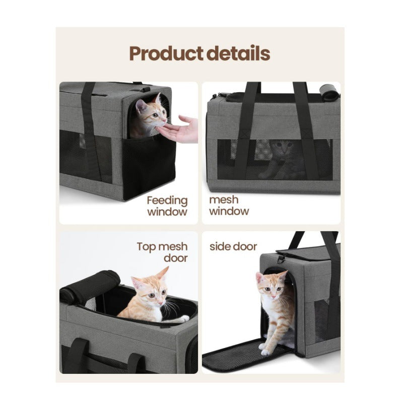 Sturdy & Breathable Pet Carrier for Small Cats & Dogs - Collapsible Travel Bag with Steel Frame, Safety Locks & Sunshade(black) - Image 5