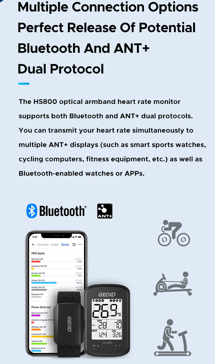 Optical Armband Heart Rate Monitor - Bluetooth & ANT+ Dual Protocol, IP67 Waterproof for Fitness Training(black) - Image 6