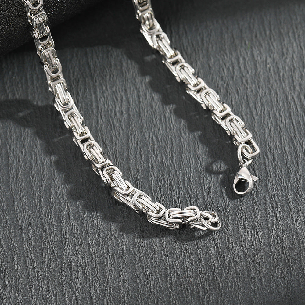 Men's Stainless Steel Layered Cross Pendant with Byzantine Chain - Fashion Statement Necklace(Gold) - Image 3