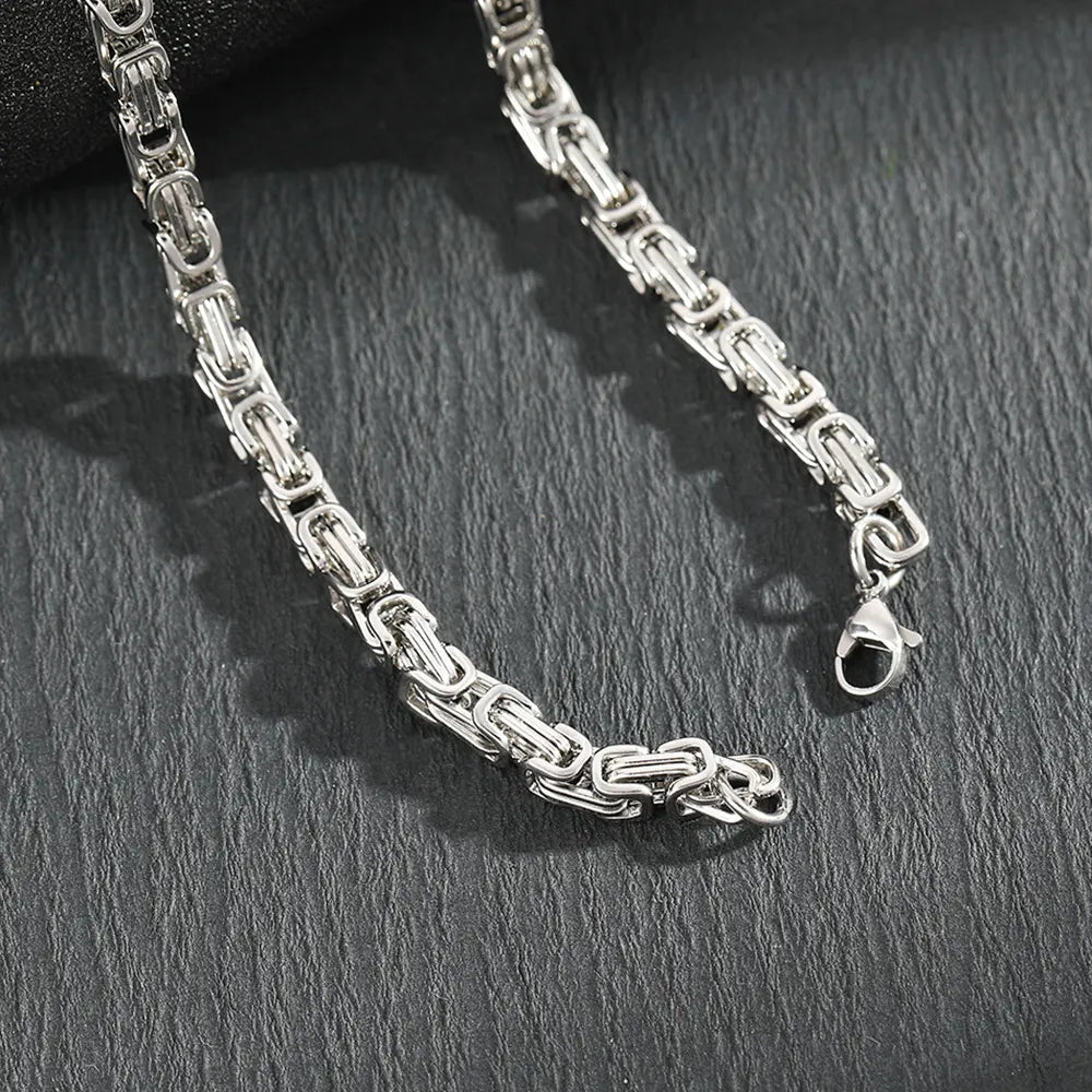 Men's Stainless Steel Layered Cross Pendant with Byzantine Chain - Fashion Statement Necklace(silver) - Image 3