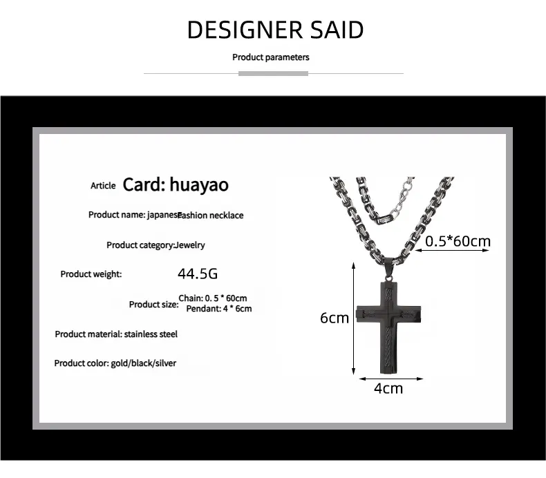 Men's Stainless Steel Layered Cross Pendant with Byzantine Chain - Fashion Statement Necklace(silver) - Image 7