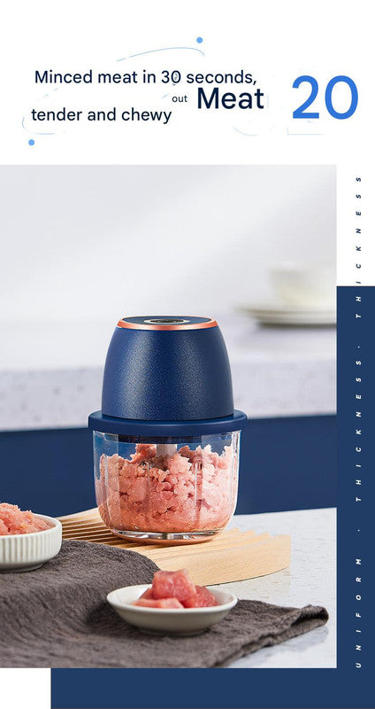 Electric Mini Garlic Chopper with Glass Bowl - USB Rechargeable, 6 Blades, Large Capacity(blue) - Image 5