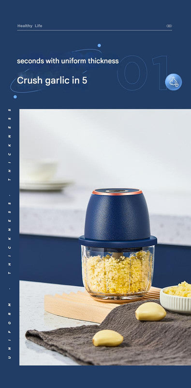 Electric Mini Garlic Chopper with Glass Bowl - USB Rechargeable, 6 Blades, Large Capacity(green) - Image 2
