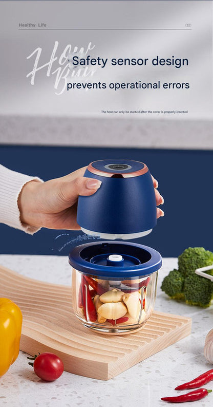 Electric Mini Garlic Chopper with Glass Bowl - USB Rechargeable, 6 Blades, Large Capacity(green) - Image 8