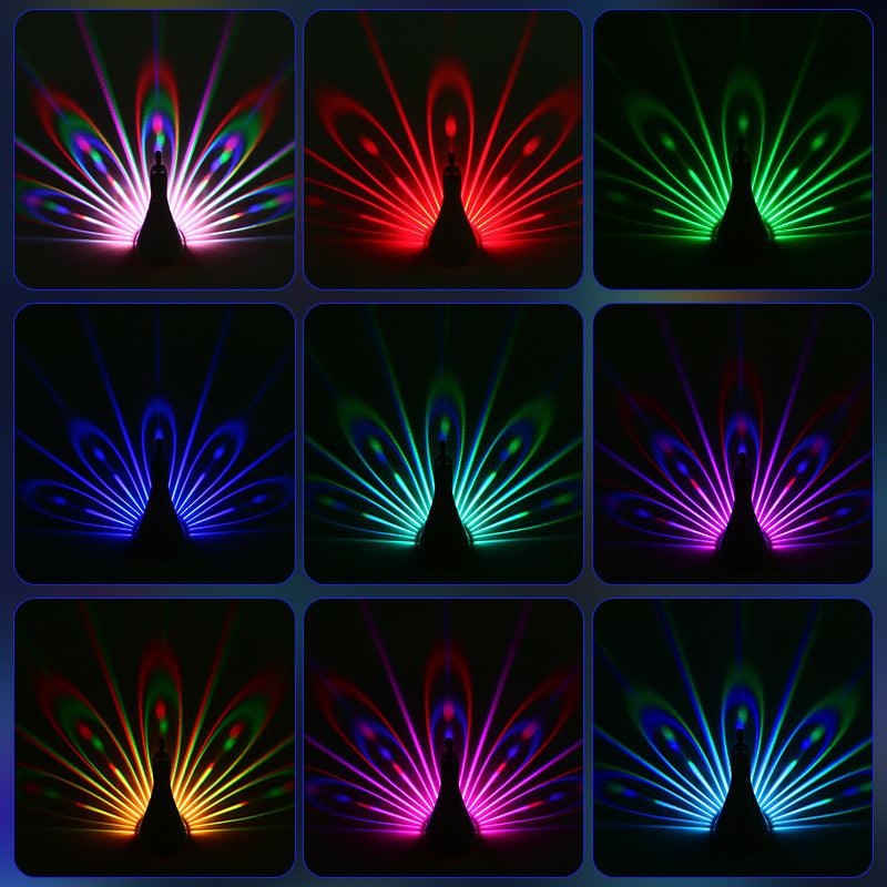 Peacock Projection LED Night Light - Multi-Color Atmosphere Lamp with Remote & Touch Control, USB Rechargeable(pink) - Image 4