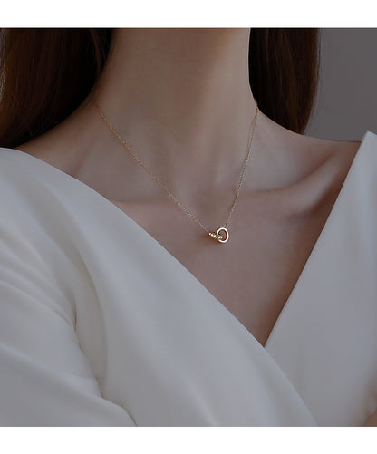 2pc Elegant Interlocking Rings Pendant Necklace with Zirconia Accents - Copper Base, Minimalist Jewelry(platinum) - Image 9