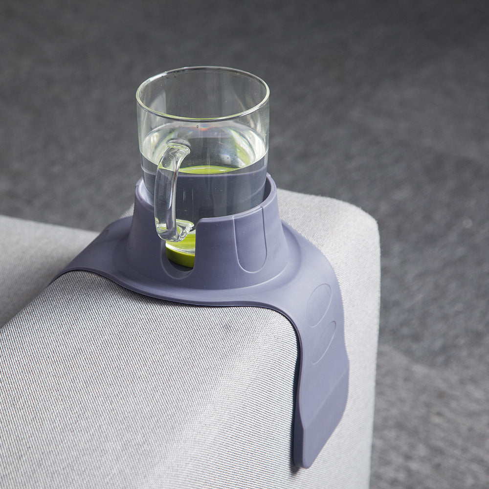 Flexible Anti-Spill Silicone Couch Arm Cup Holder - Sofa Armrest Drink Tray(Grey) - Image 3