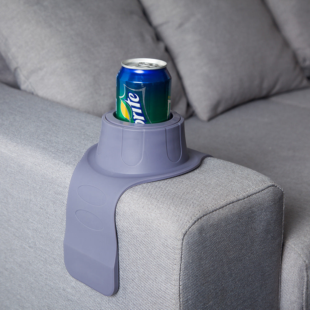 Flexible Anti-Spill Silicone Couch Arm Cup Holder - Sofa Armrest Drink Tray(Grey) - Image 4
