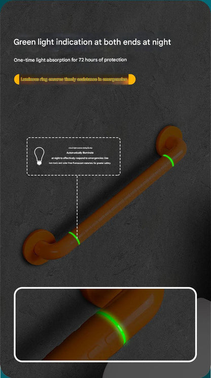 2pc Heavy-Duty Anti-Slip Safety Grab Bar with Luminous Rings - Stainless Steel Core Bathroom Handrail(yellow 50cm) - Image 4