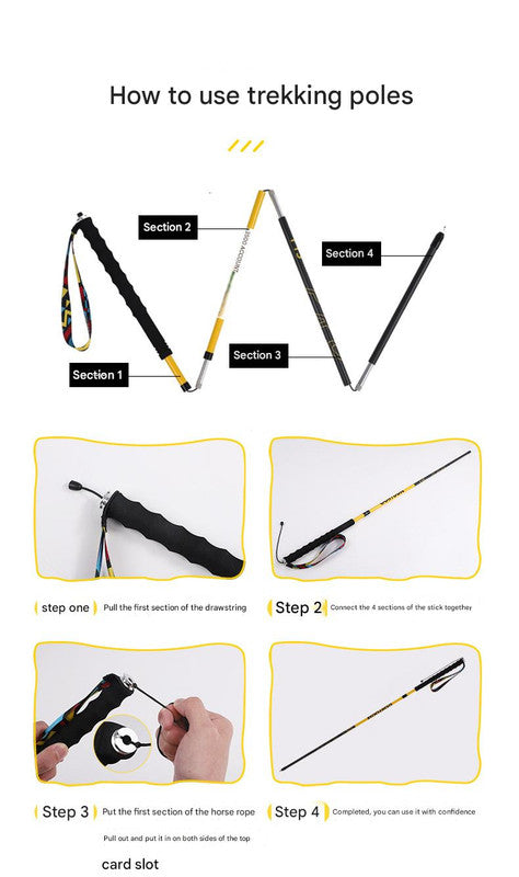 Ultralight Carbon Fiber Foldable Trail Running & Hiking Pole(yellow  Recommended height range 165-175cm) - Image 7