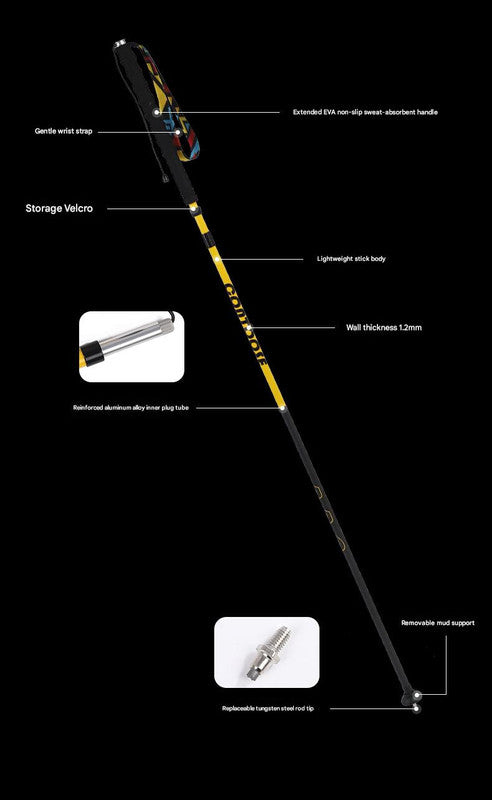 Ultralight Carbon Fiber Foldable Trail Running & Hiking Pole(blue  Recommended height range 165-175cm) - Image 3