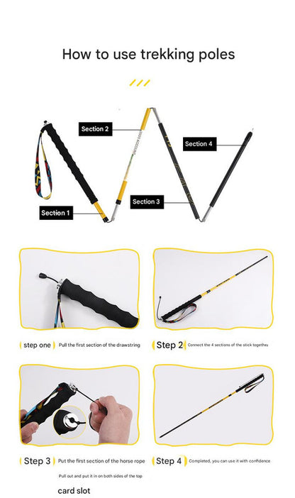 Ultralight Carbon Fiber Foldable Trail Running & Hiking Pole(blue  Recommended height range 165-175cm) - Image 7