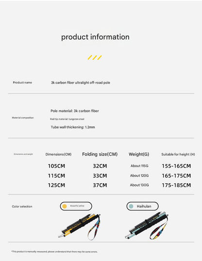 Ultralight Carbon Fiber Foldable Trail Running & Hiking Pole(blue  Recommended height range 175-185cm) - Image 9