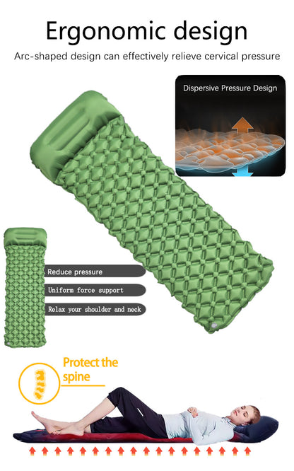 2pc Ultralight Inflatable Camping Sleeping Mat with Integrated Pillow - Waterproof 40D Nylon TPU(Camouflage) - Image 9