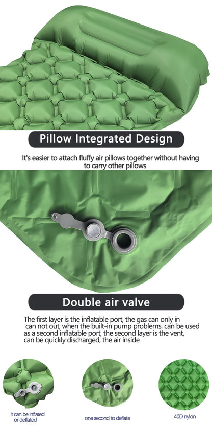 2pc Ultralight Inflatable Camping Sleeping Mat with Integrated Pillow - Waterproof 40D Nylon TPU(Dark Blue) - Image 7