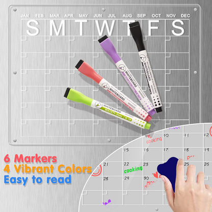 Magnetic Acrylic Fridge Calendar & Memo Board Set - Dry Erase Planner with Markers & Eraser(40*30cm 3mm) - Image 3
